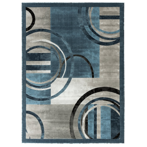 Orren Ellis Delana New Modern Blue/Grey/Ivory Area Rug & Reviews